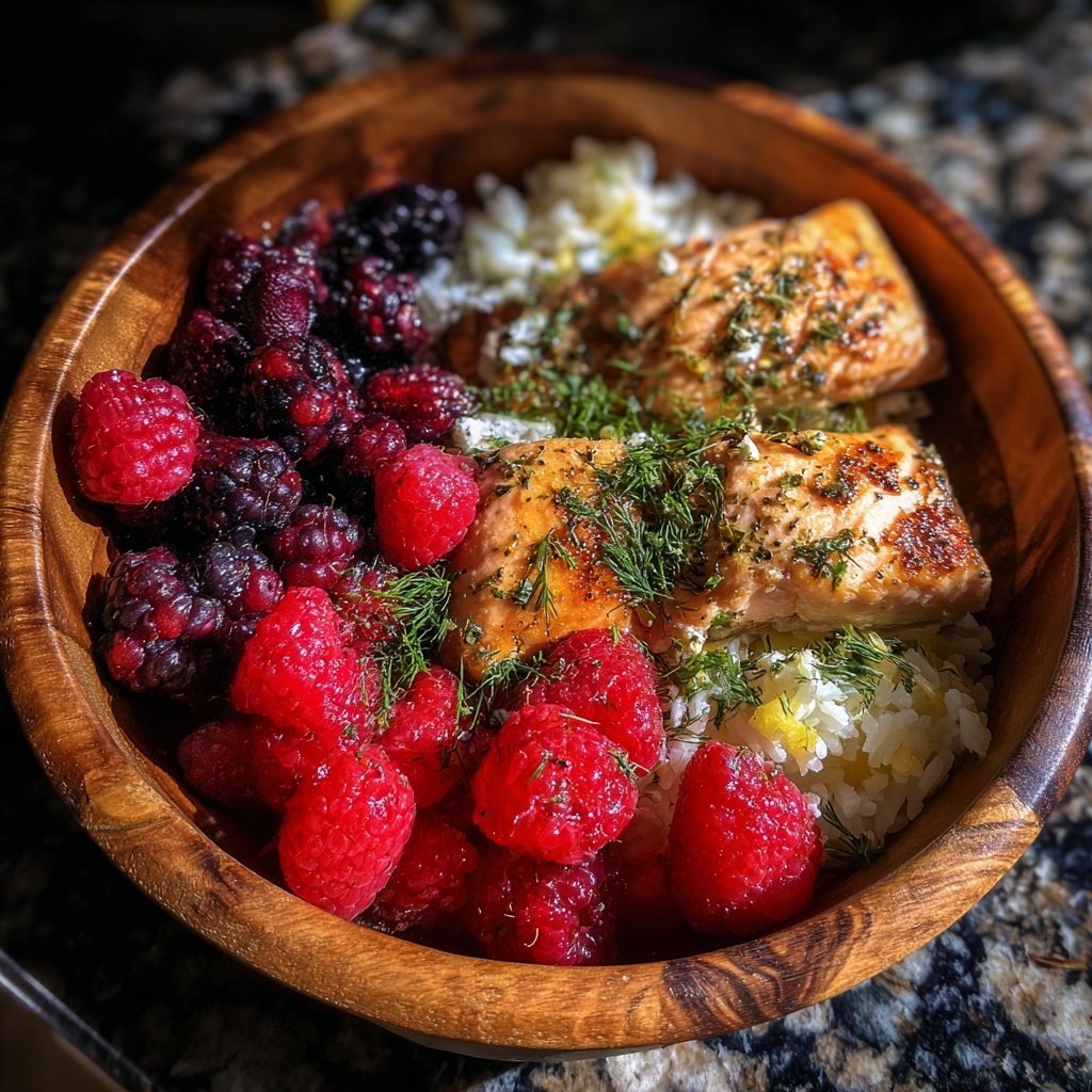 Lemon-Dill Salmon Berry Bowl