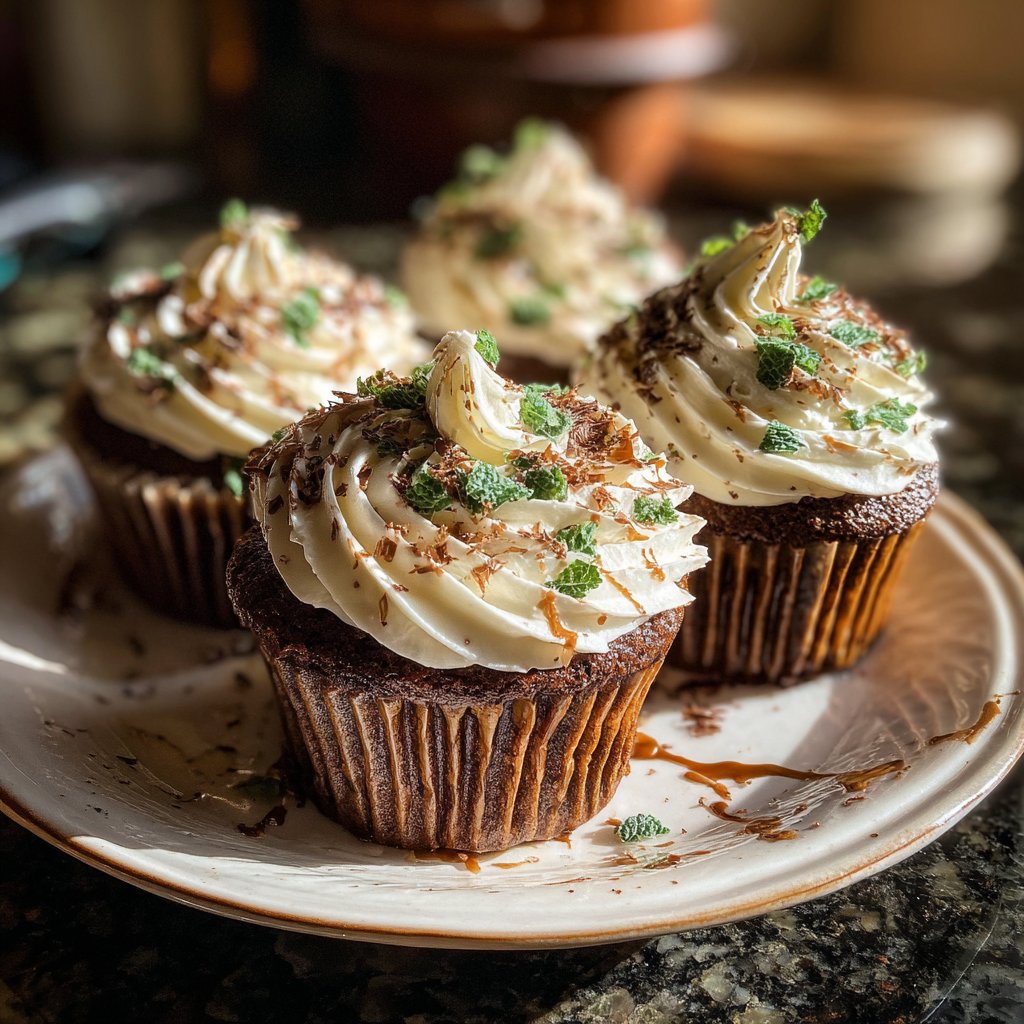 Cocoa Mint Cupcakes with Frosting