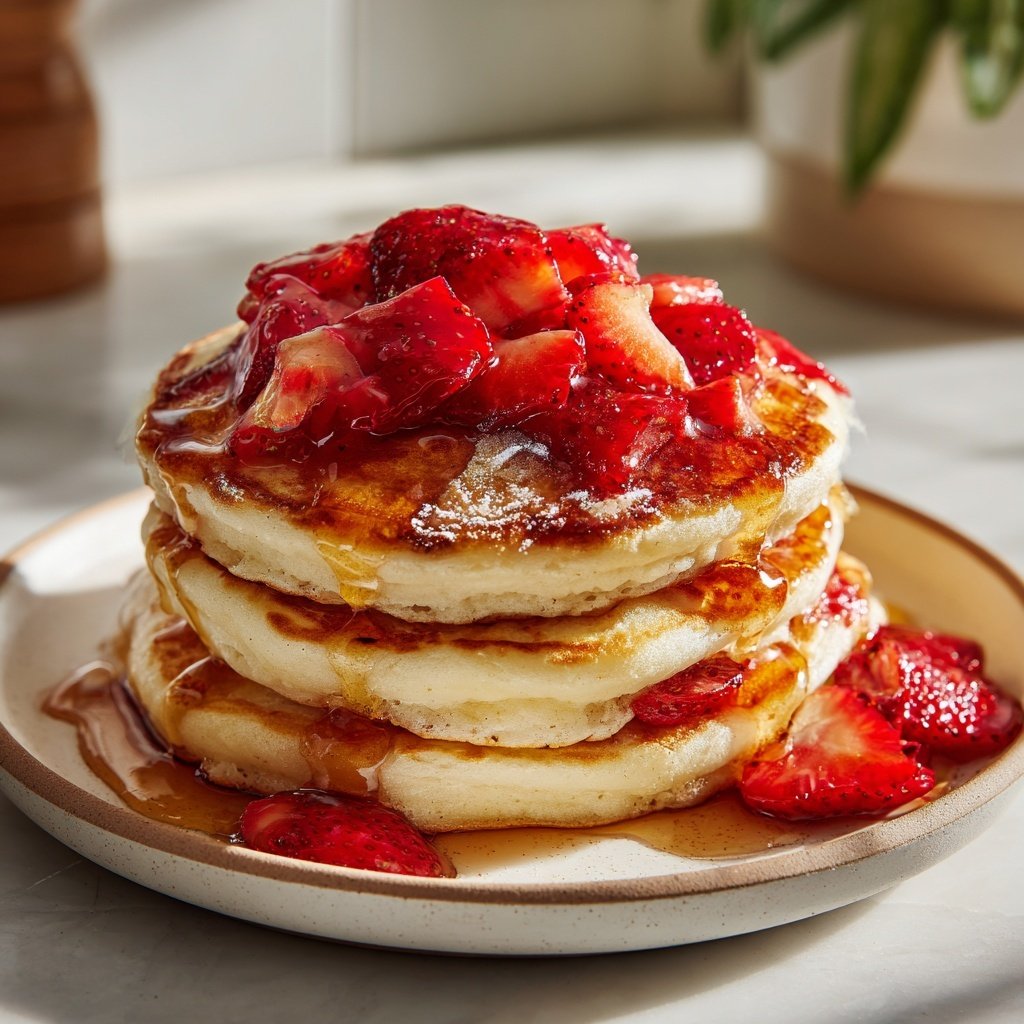 Bottomless Strawberry Pancake Stack